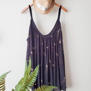 H&M Flowy Black Tank Top with Gold Stars || 2X